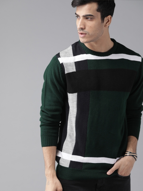 

Roadster Men Green Solid Sweater