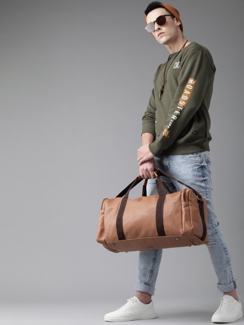

Roadster Men Olive Green Placement Print Sweatshirt