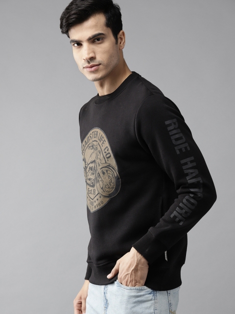 

Roadster Men Black & Brown Printed Sweatshirt