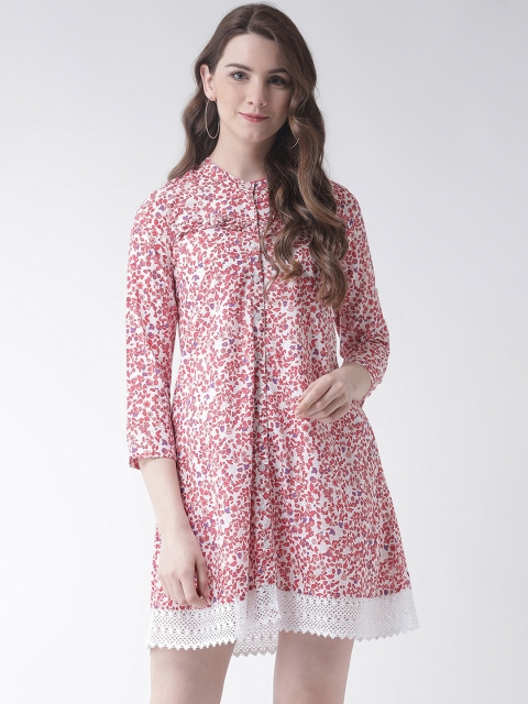 

The Vanca Women Red & White Printed A-Line Dress