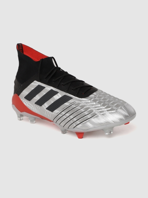 

ADIDAS Men Silver-Toned & Black Textured Predator 19.1 FG Football Shoes