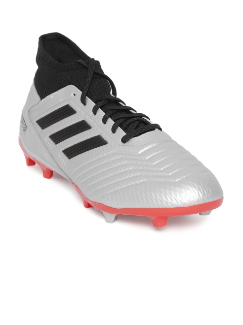 

ADIDAS Men Silver-Toned & Black Predator 19.3 Firm Ground Mid-Top Textured Football Shoes