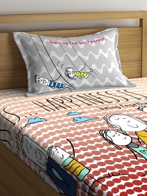 

Portico New York Multicoloured Graphic 144 TC Cotton 1 Single Bedsheet with 1 Pillow Cover, Multi