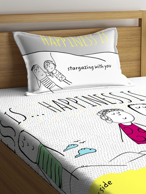 

Portico New York Multicoloured Graphic 144 TC Cotton 1 Single Bedsheet with 1 Pillow Cover, Multi