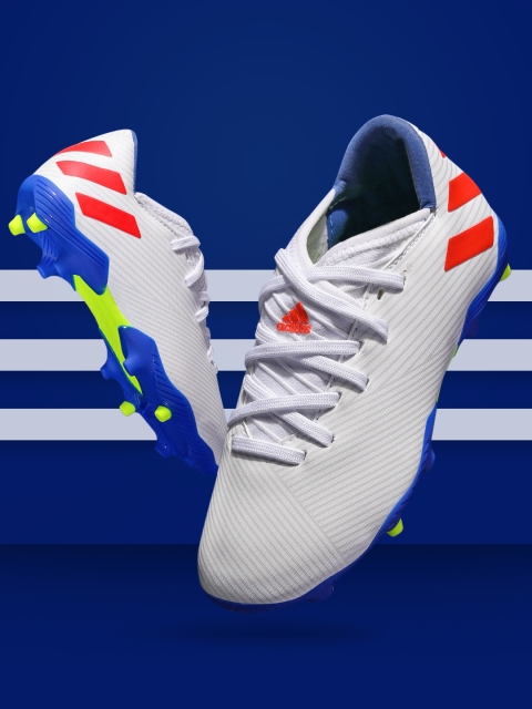 

ADIDAS Boys White Striped NEMEZIZ Messi 19.3 Firm Ground Football Shoes