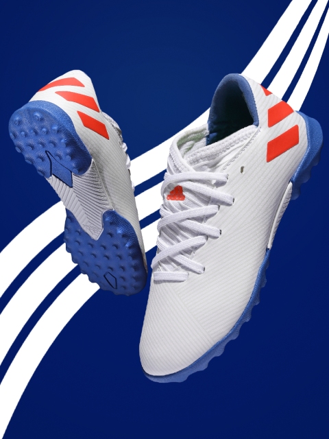 

ADIDAS Boys White Striped NEMEZIZ Messi 19.3 Turf Football Shoes