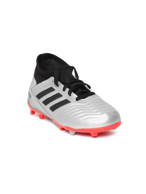 

ADIDAS Boys Silver-Toned & Black Predator 19.3 Firm Ground Textured Football Shoes