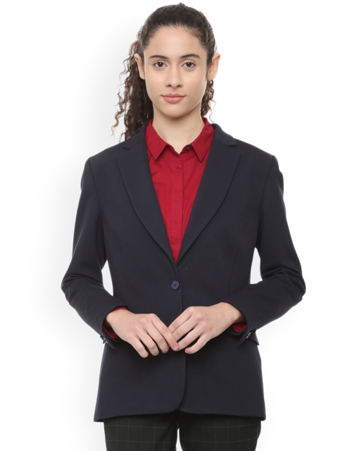 

Allen Solly Woman Black Solid Regular-Fit Single-Breasted Blazer