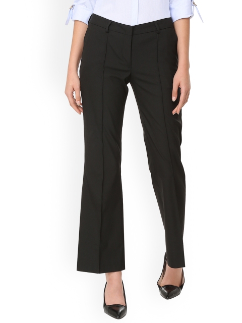 

Van Heusen Woman Women Black Regular Fit Solid Bootcut Trousers