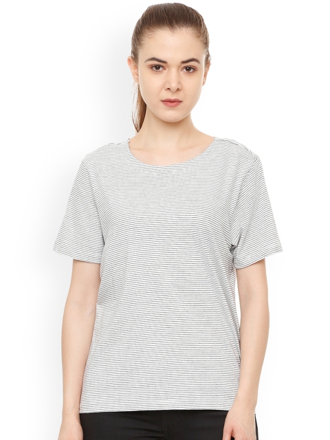 

Van Heusen Woman White Striped Round Neck T-shirt