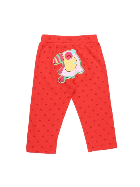 

Pantaloons Baby Girls Coral-Red Printed Lounge Pants, Orange