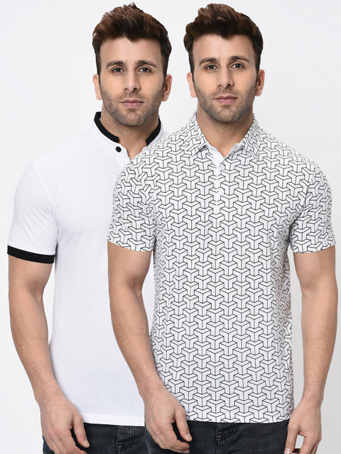 

WILD WEST Men Pack of 2 Polo Collar T-shirt, Multi