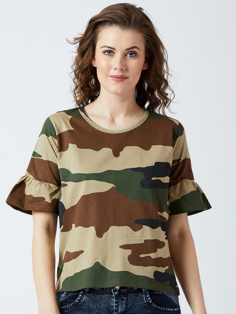 

The Dry State Women Khaki Printed Top
