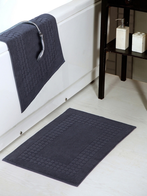 

Avira Home Set of 2 Cotton Bath Rugs, Charcoal