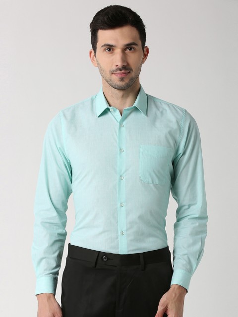 

Peter England Men Green Slim Fit Self Design Formal Shirt