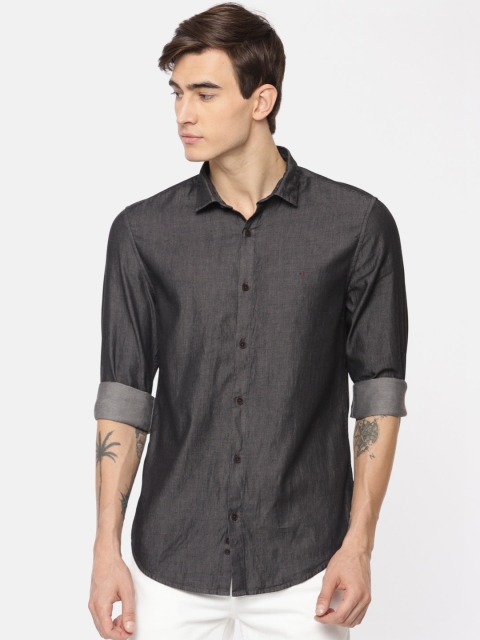 

Peter England Casuals Men Charcoal Grey Slim Fit Solid Casual Shirt