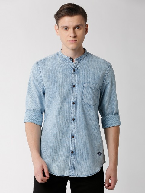 

Peter England Casuals Men Blue Slim Fit Striped Casual Shirt