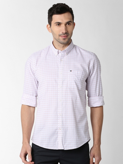 

Peter England Casuals Men White & Pink Slim Fit Printed Casual Shirt