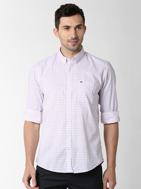 

Peter England Casuals Men White & Pink Slim Fit Printed Casual Shirt