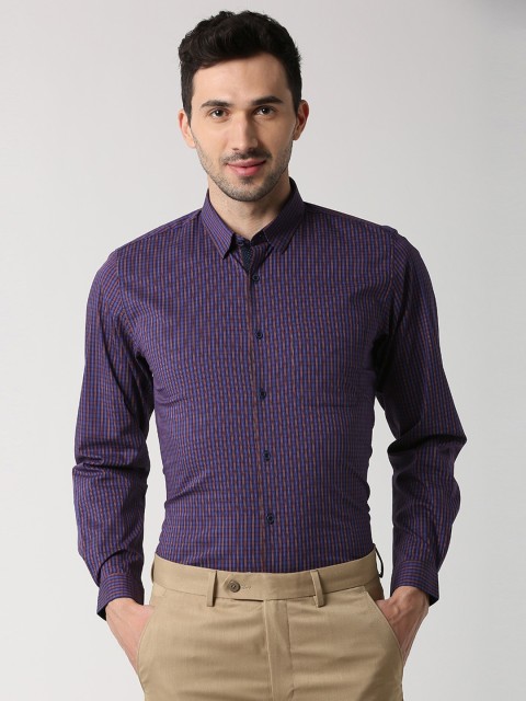 

Peter England Men Purple Slim Fit Checked Formal Shirt