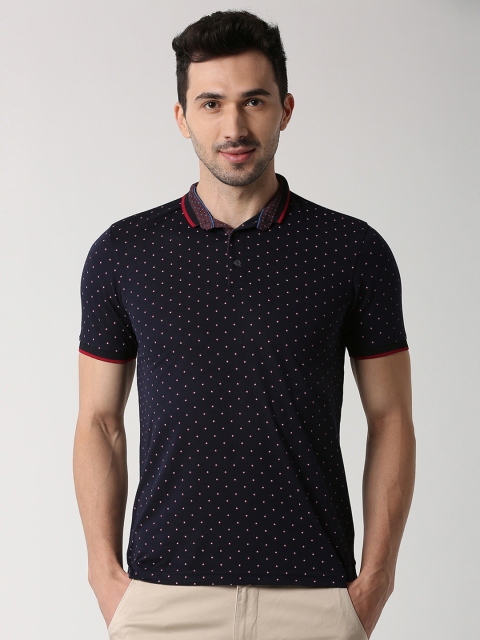 

Peter England Casuals Men Black Printed Polo Collar T-shirt