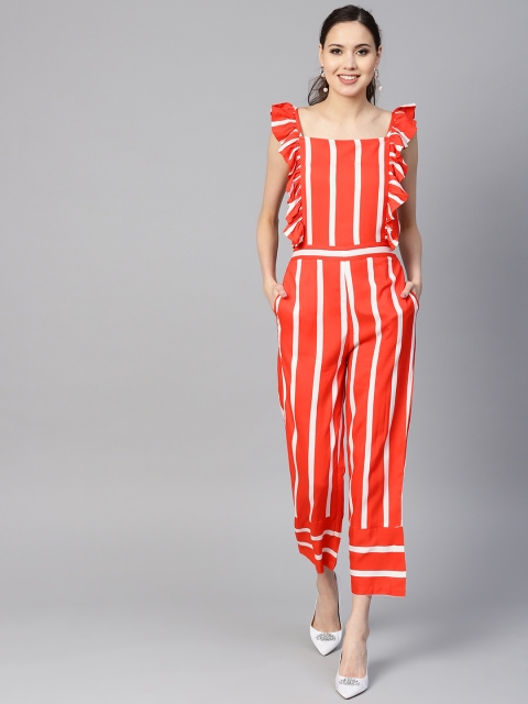 

Yuris Orange & White Striped Basic Jumpsuit
