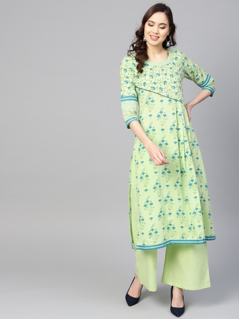 

Yuris Women Green Printed A-Line Kurta