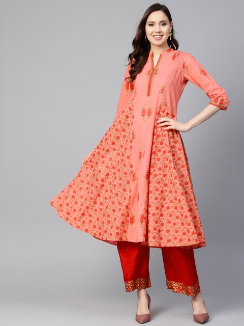 

Yuris Women Peach-Coloured Printed Anarkali Kurta