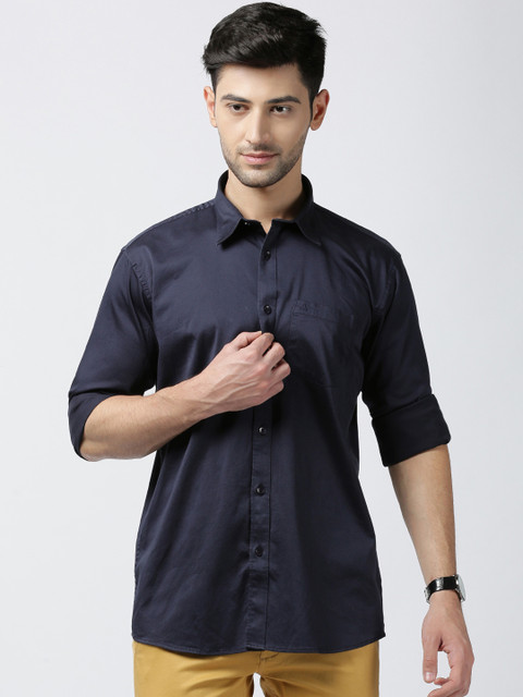 

JDC Men Blue Slim Fit Solid Casual Shirt