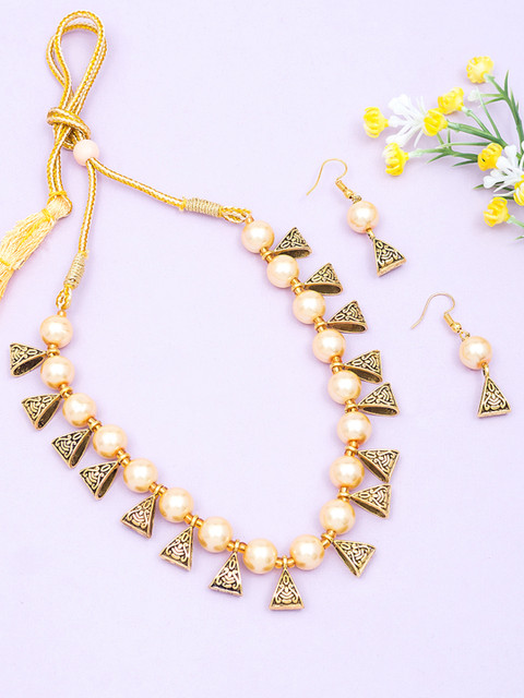 

Golden Peacock White & Gold-Plated Pearl Handcrafted Jewellery Set
