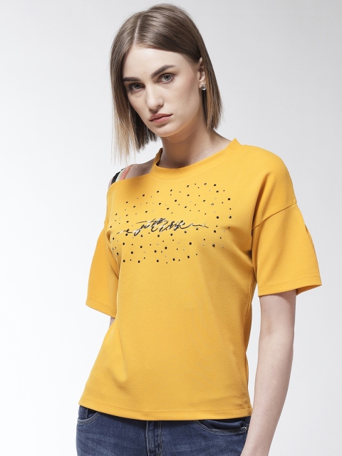 

Madame Women Mustard Yellow Embellished Top