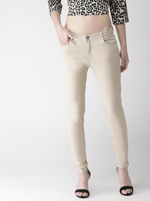 

Madame Women Beige Regular Fit Mid-Rise Clean Look Stretchable Jeans