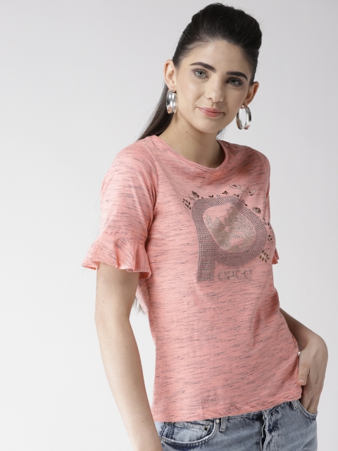 

Madame Women Peach-Coloured Embellished Top