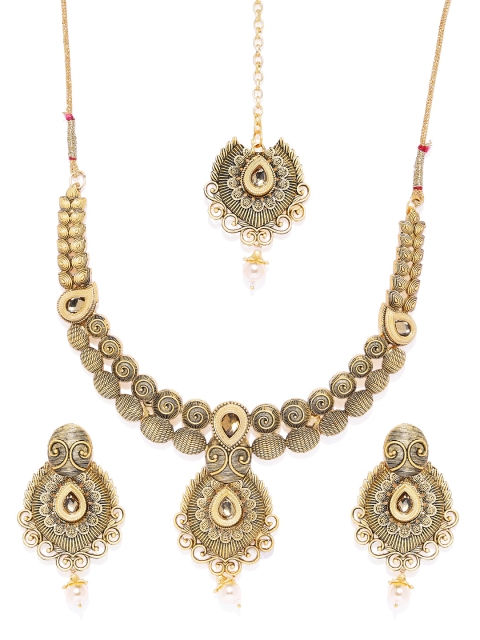 

Peora Women Gold-Plated Jewellery Set & Maang Tika