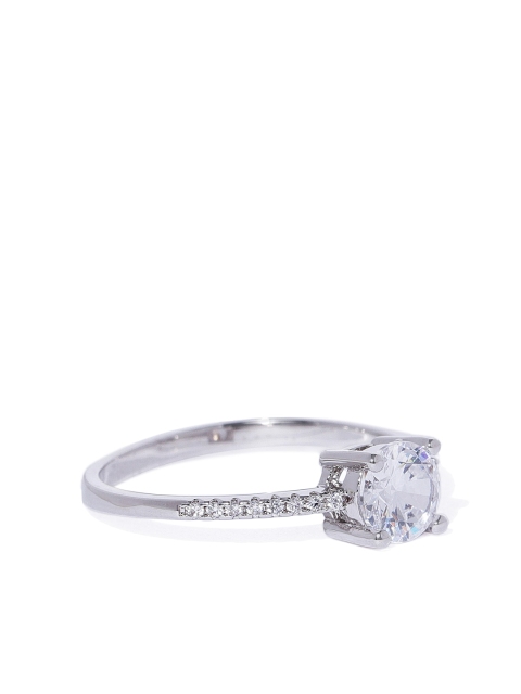 

Peora Sterling Silver Plated Crystal Solitaire Ring