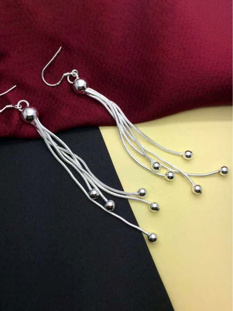 

Peora Silver-Plated Tasselled Classic Drop Earrings