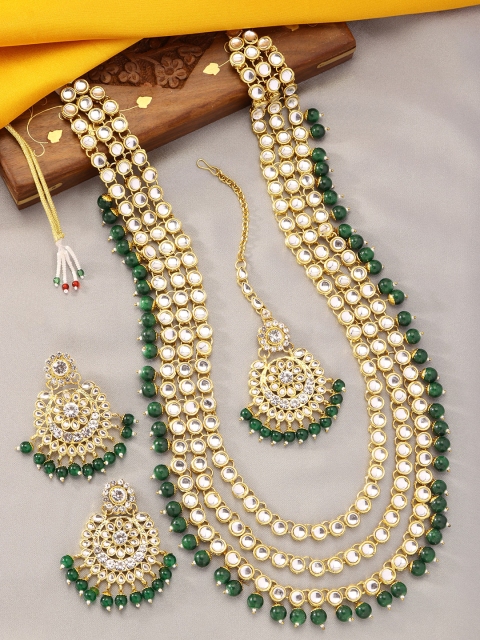 

Peora Women Gold-Plated & Green Jewellery Set