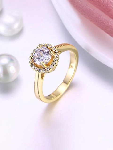 

Peora Gold-Plated Elegant Solitaire Ring