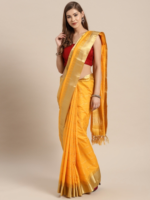 

Rajesh Silk Mills Yellow Checked Saree