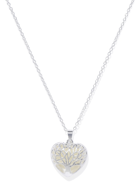 

Peora Silver-Toned Heart-Shaped Glow in The Dark Pendant with Chain