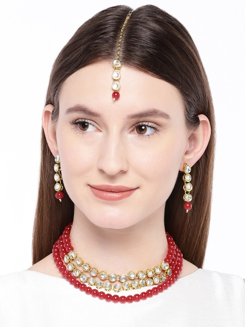 

Peora Women 18K Gold-Plated Kundan Faux Bead Layered Jewellery Set