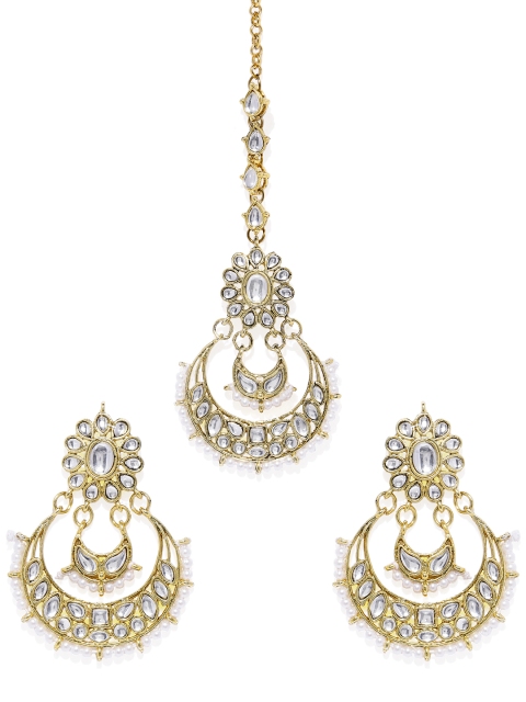 

Peora Women Gold-Plated & Kundan Jewellery Set, White