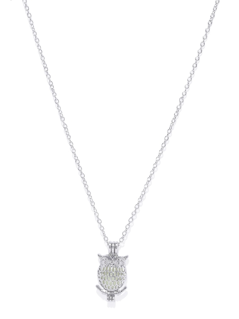 

Peora Silver Plated Owl Glowing Night Wear Pendant With Chain