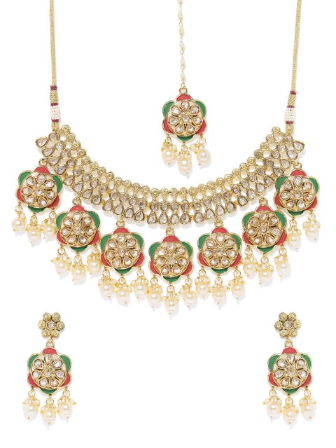 

Peora Women 18K Gold-Plated Jewellery Set & Maang Tika, Multi