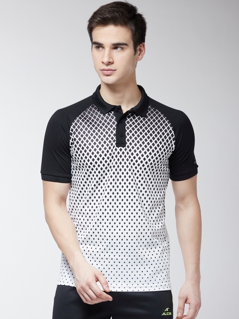

Alcis Men White & Black Printed Polo Collar Training T-shirt