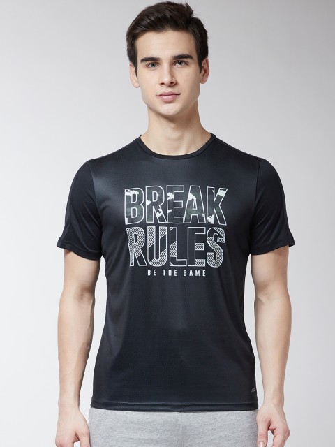 

Alcis Men Black Printed Slim Fit Round Neck Training T-shirt