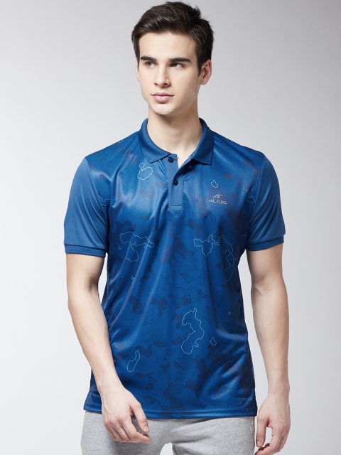 

Alcis Men Blue Printed Polo Collar Training T-shirt