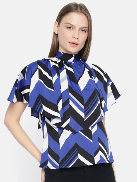 

AND Women Blue Printed Top