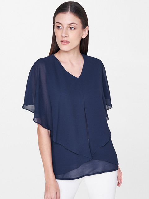 

AND Women Navy Solid Top, Navy blue