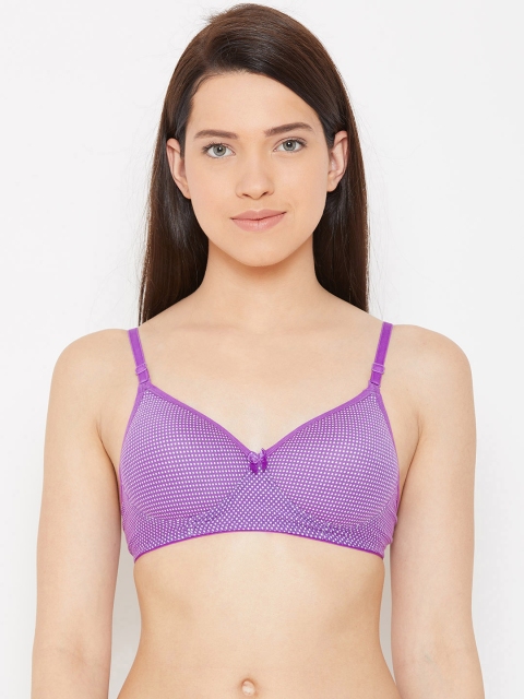 

Lady Lyka Purple & White Printed Non-Wired Lightly Padded T-shirt Bra COSTA-001